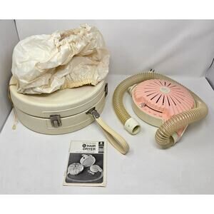 General Electric GE Portable Hair Dryer F42HD11 Carry & Storage Case 1960s Works